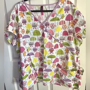 Scrubworks Owl Pattern Scrub Top - 3XL